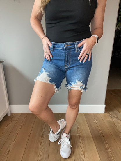 Kelsey Mid Rise Distressed Cutoff Shorts