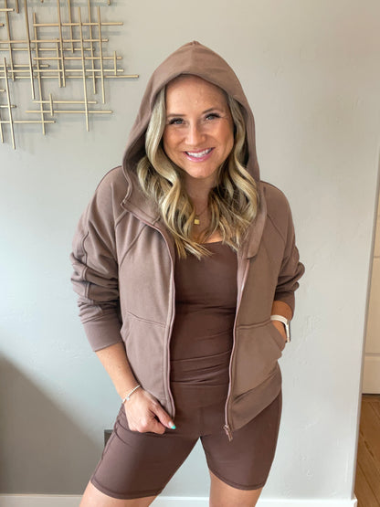 Sun or Shade Zip Up Jacket in Smokey Brown