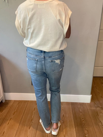 Frankie High Waist Distressed Boyfriend Jeans