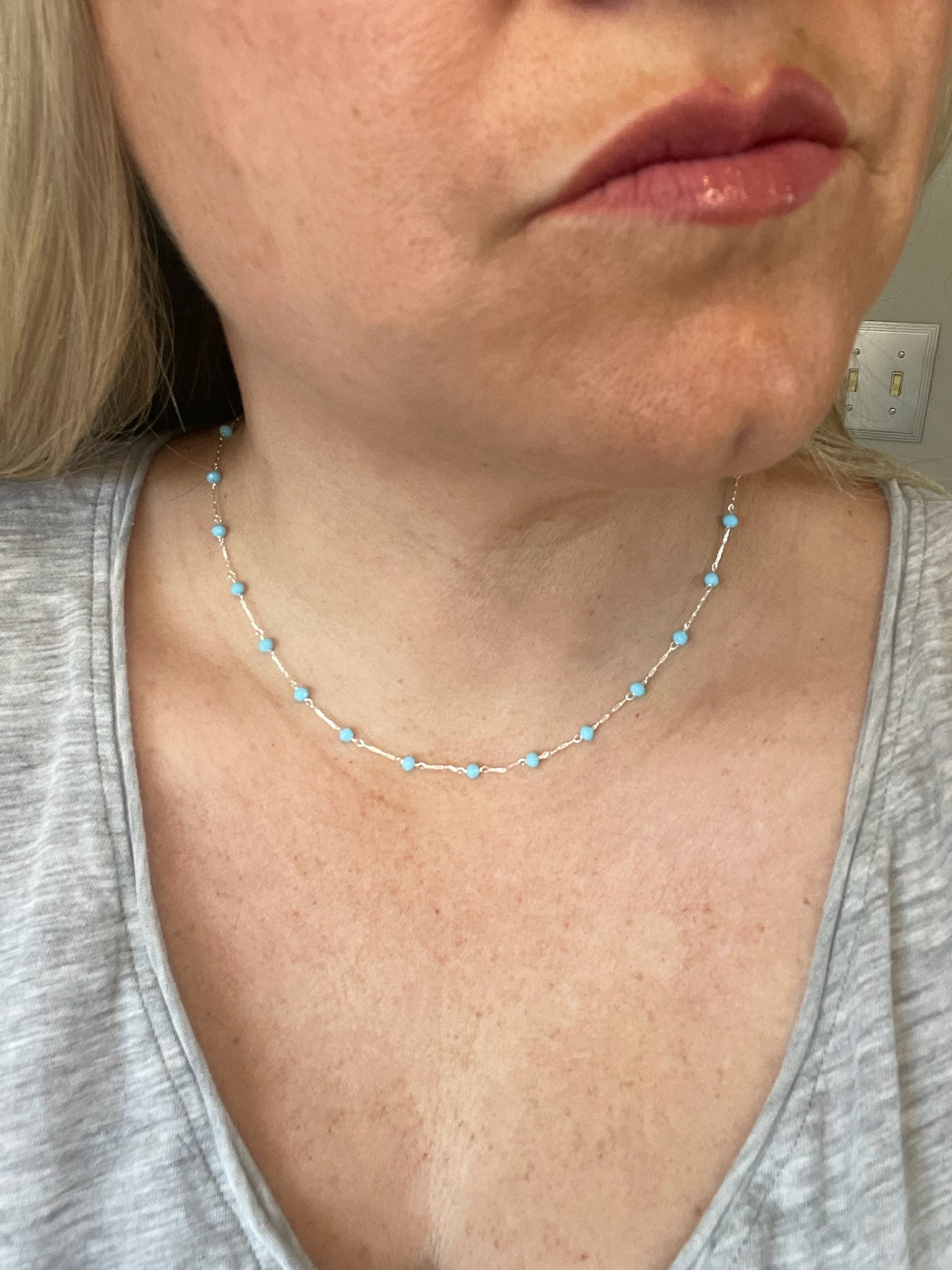 Turquoise Beads & Silver Necklace