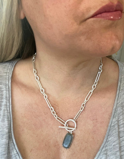 Silver Toggle Stone Necklace