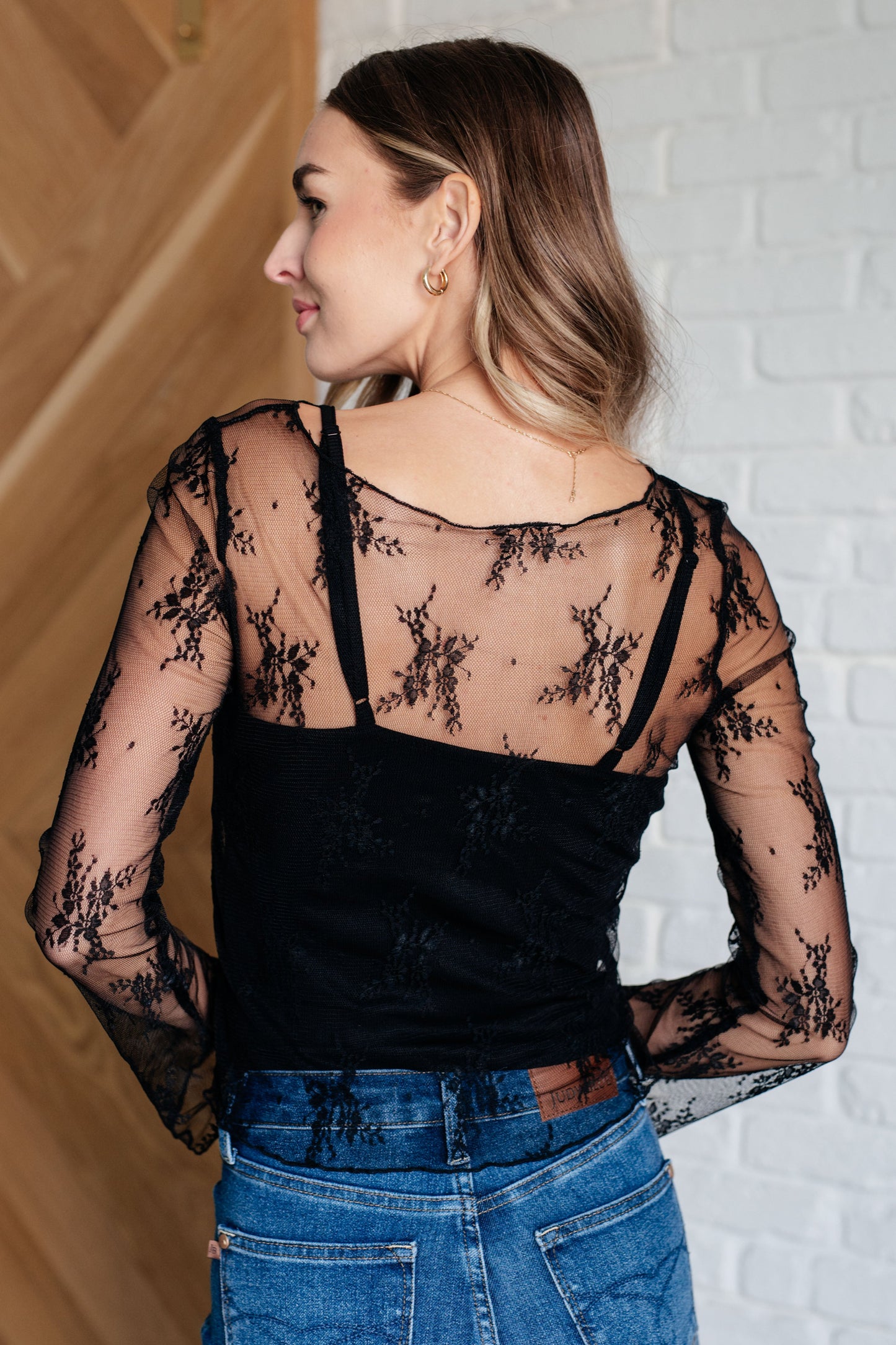 Never Sorry Lace Layering Top in Black by RM