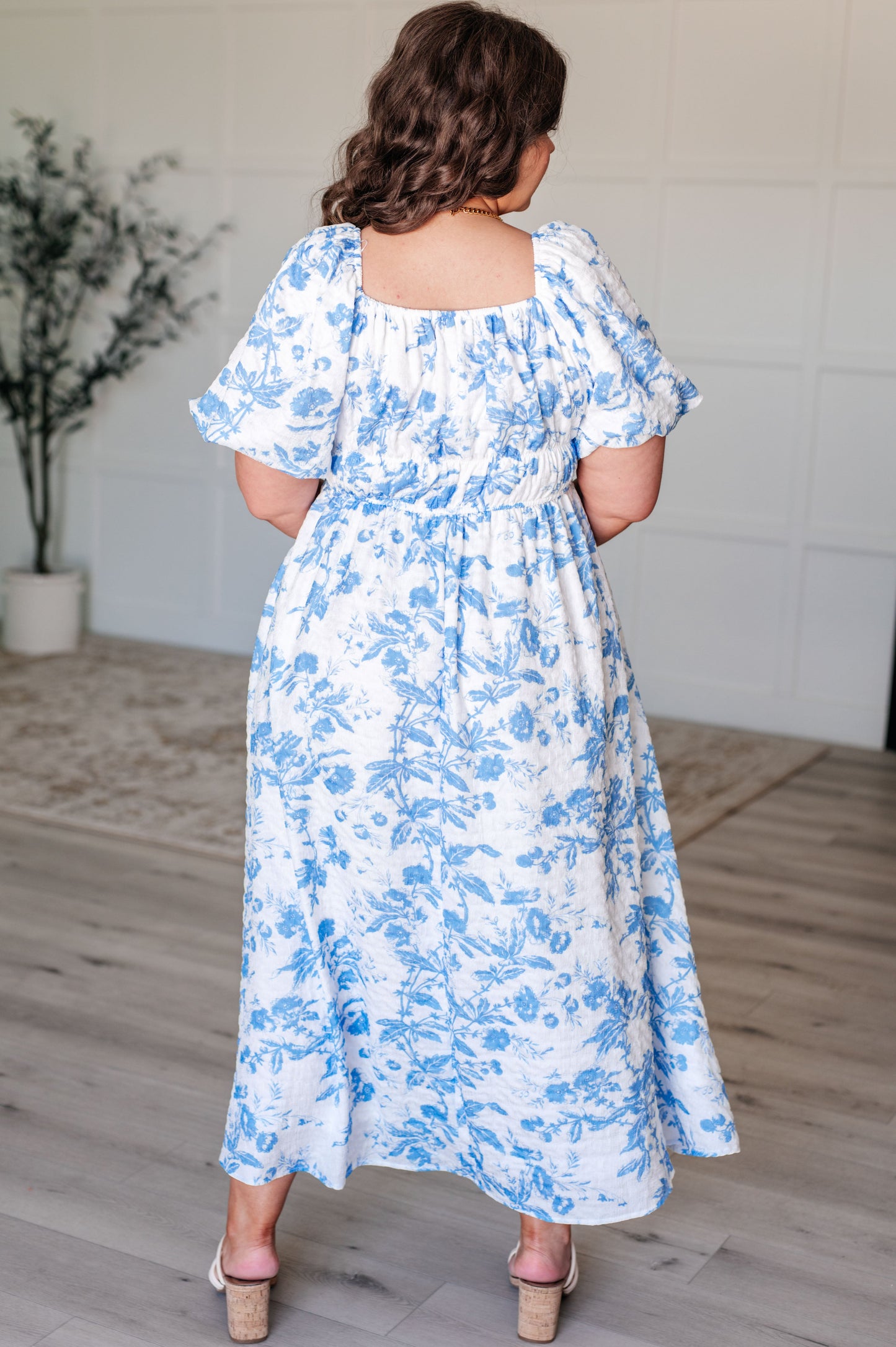 Nurturing Myself Square Neck Floral Dress in Blue by RM