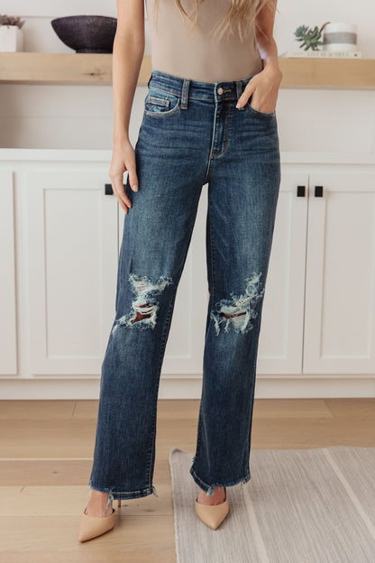 Rose High Rise 90's Straight Jeans in Dark Wash by RM