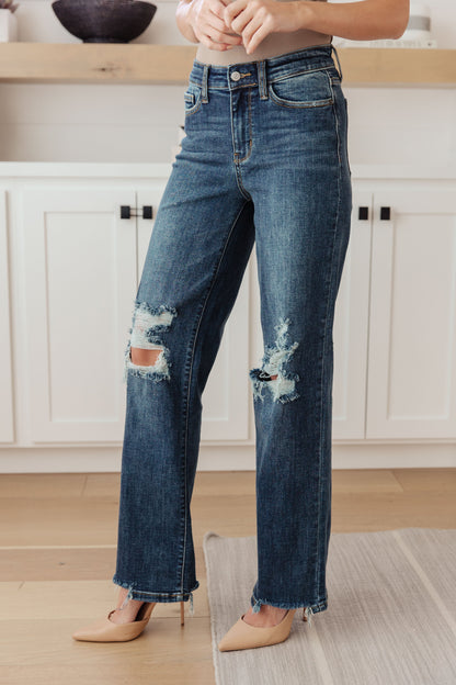 Rose High Rise 90's Straight Jeans in Dark Wash by RM