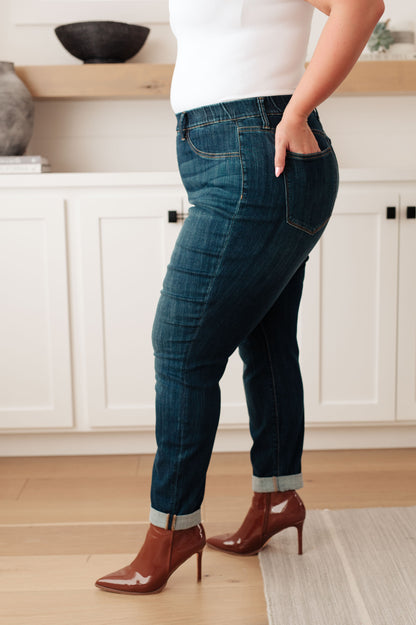 Rowena High Rise Pull On Double Cuff Slim Jeans by RM