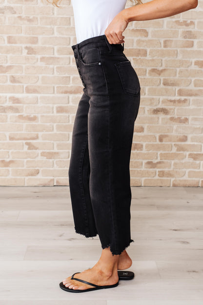 Ryan High Rise Button Fly Wide Leg Crop Jeans