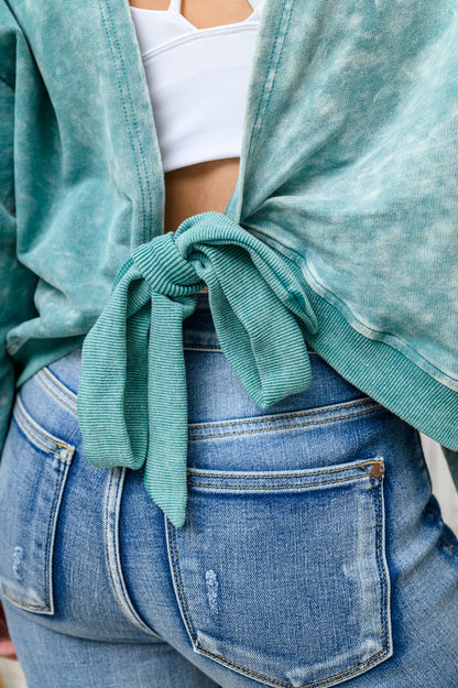 Tied Up In Cuteness Mineral Wash Sweater in Teal by RM