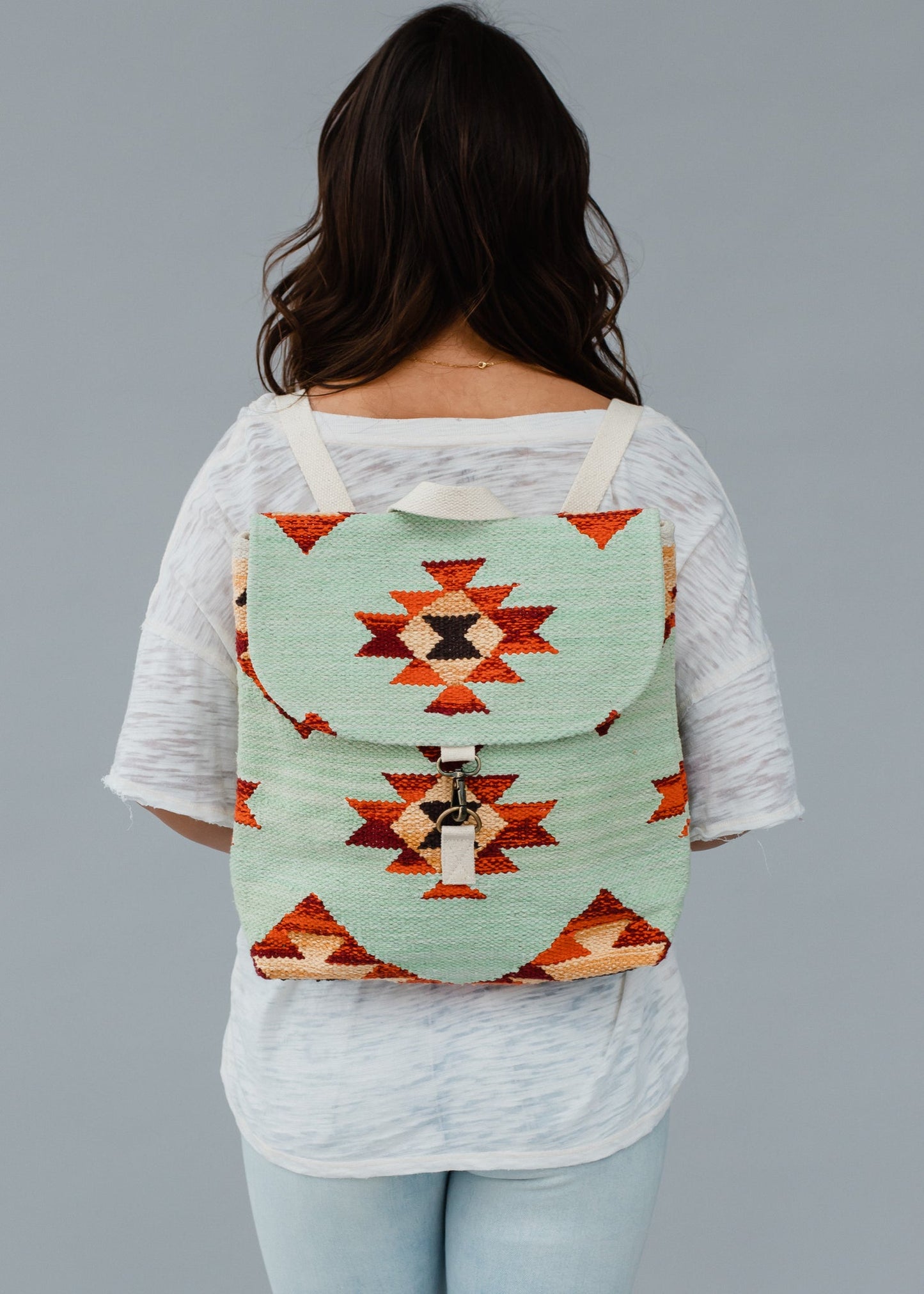 Mint, Tan, Brown & Orange Aztec Backpack