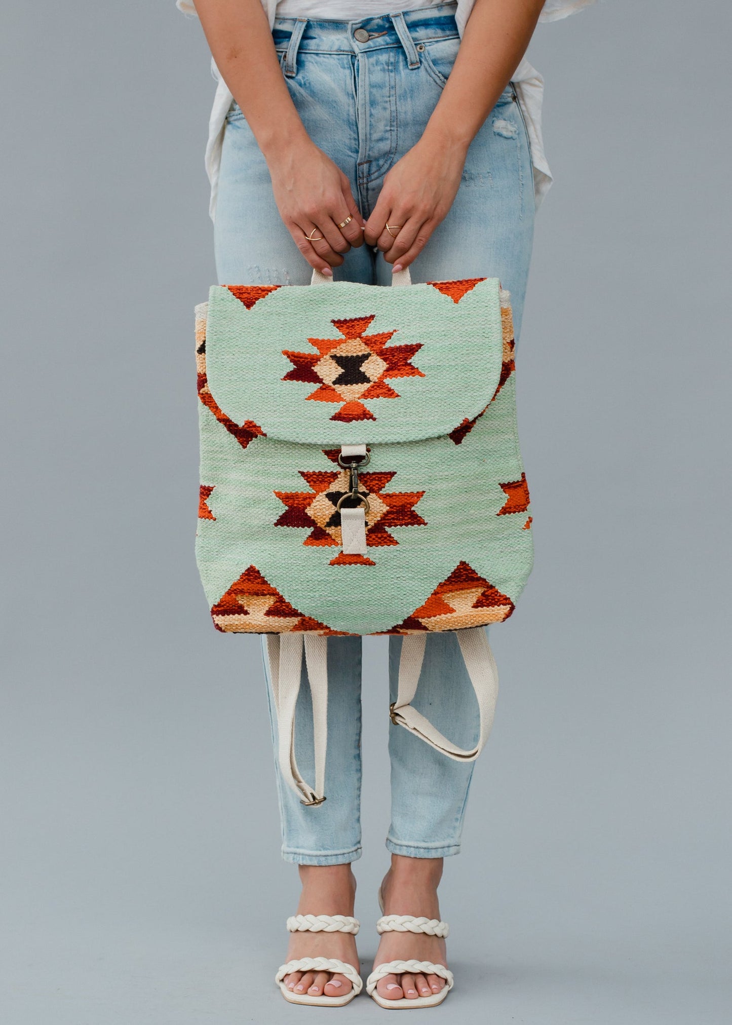 Mint, Tan, Brown & Orange Aztec Backpack