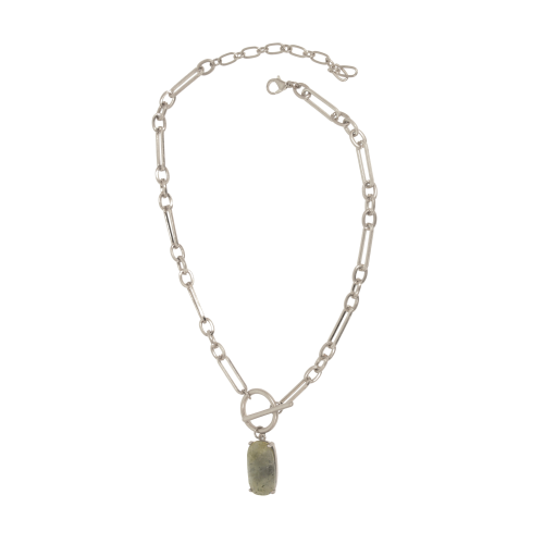 Silver Toggle Stone Necklace