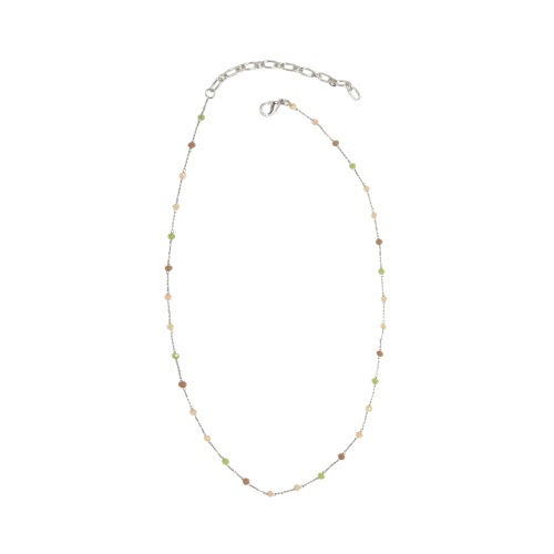 Pastel Beaded Silver Necklace