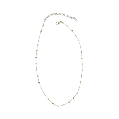 Pastel Beaded Silver Necklace