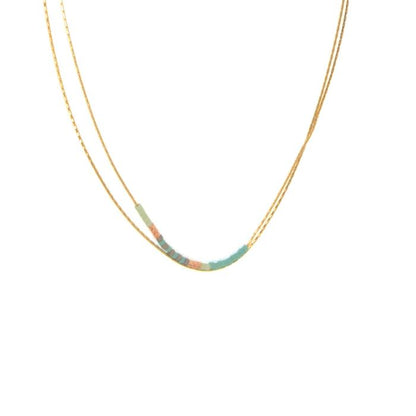 Two-Row Light Turquoise & Grey Necklace