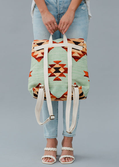 Mint, Tan, Brown & Orange Aztec Backpack