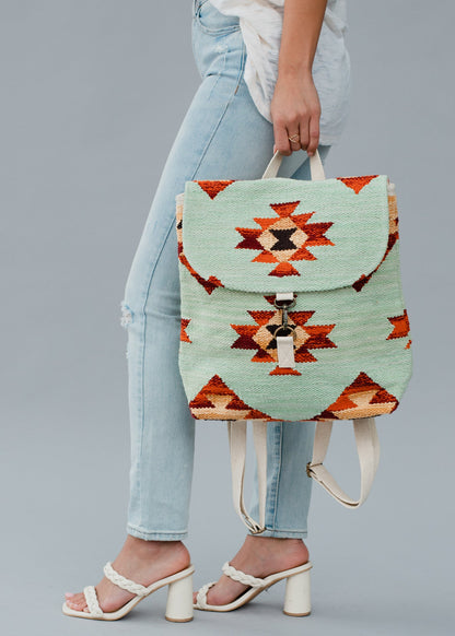 Mint, Tan, Brown & Orange Aztec Backpack