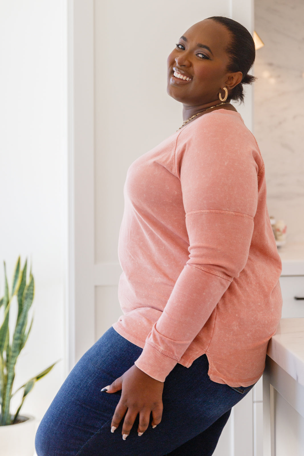 Fun Beginnings Raglan Top In Dusty Mauve