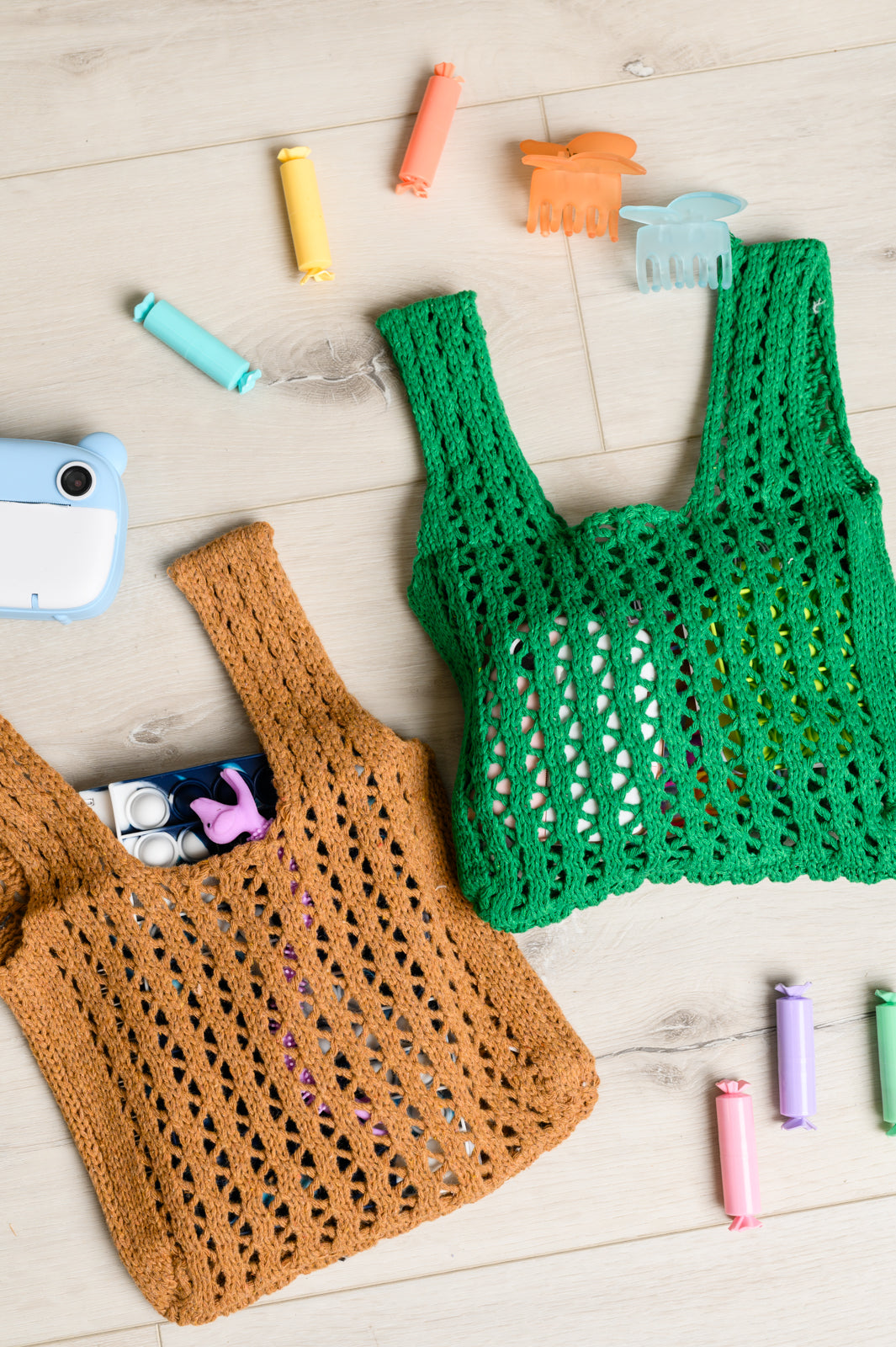 Girls Day Open Weave Bag in Green