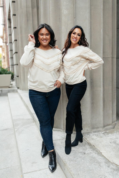 Into The Fringe Top in Beige